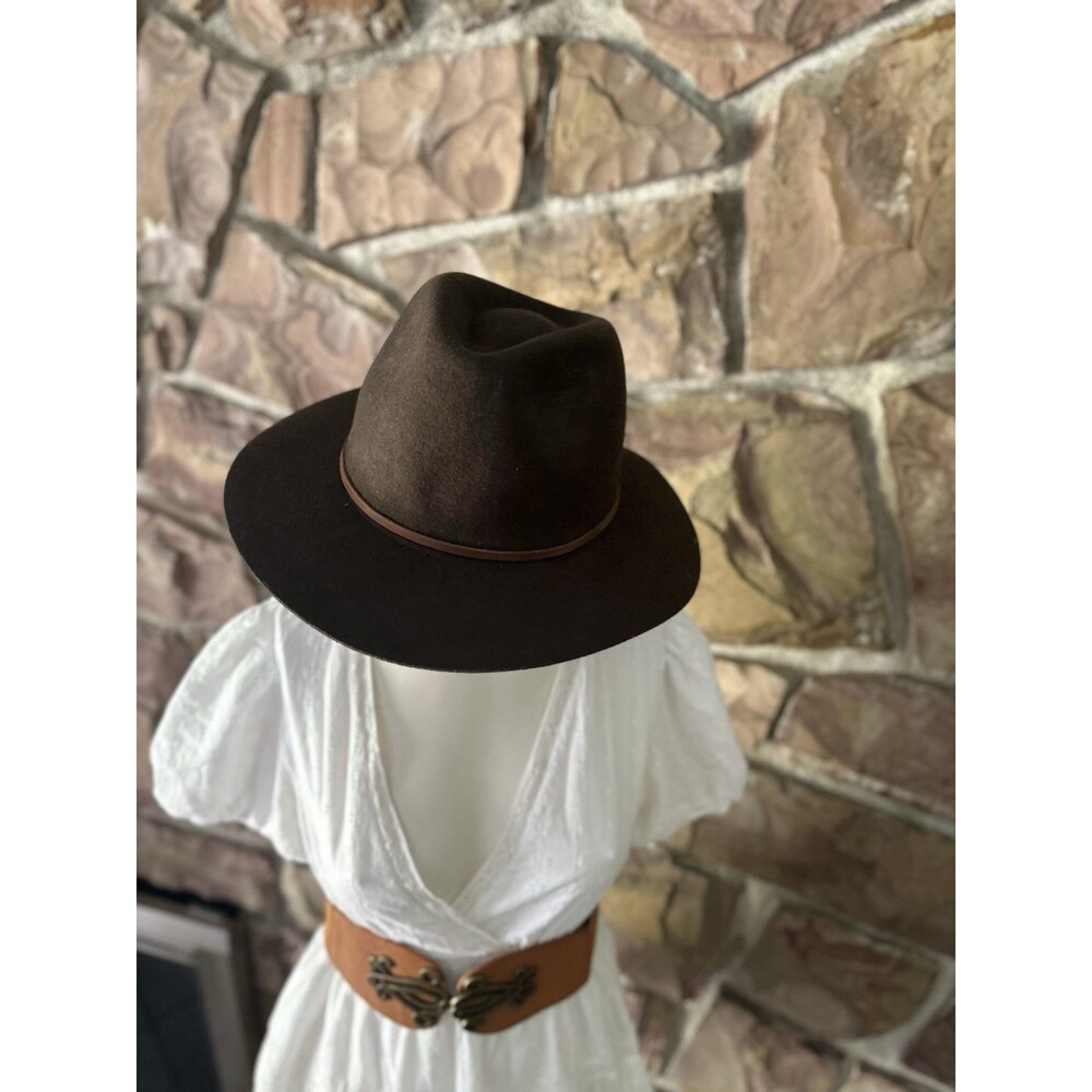 Brixton Messer Fedora Hat Black Brown  Large 100% Wool‎ Felt Lightweight etc S